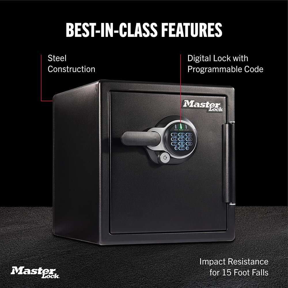 Master Lock Black Premium 2-Hour Fireproof Safe with Digital Keypad, 1.2 Cu-Ft, STW123GTCML