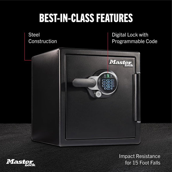 Master Lock Black Premium 2-Hour Fireproof Safe with Digital Keypad, 1.2 Cu-Ft, STW123GTCML
