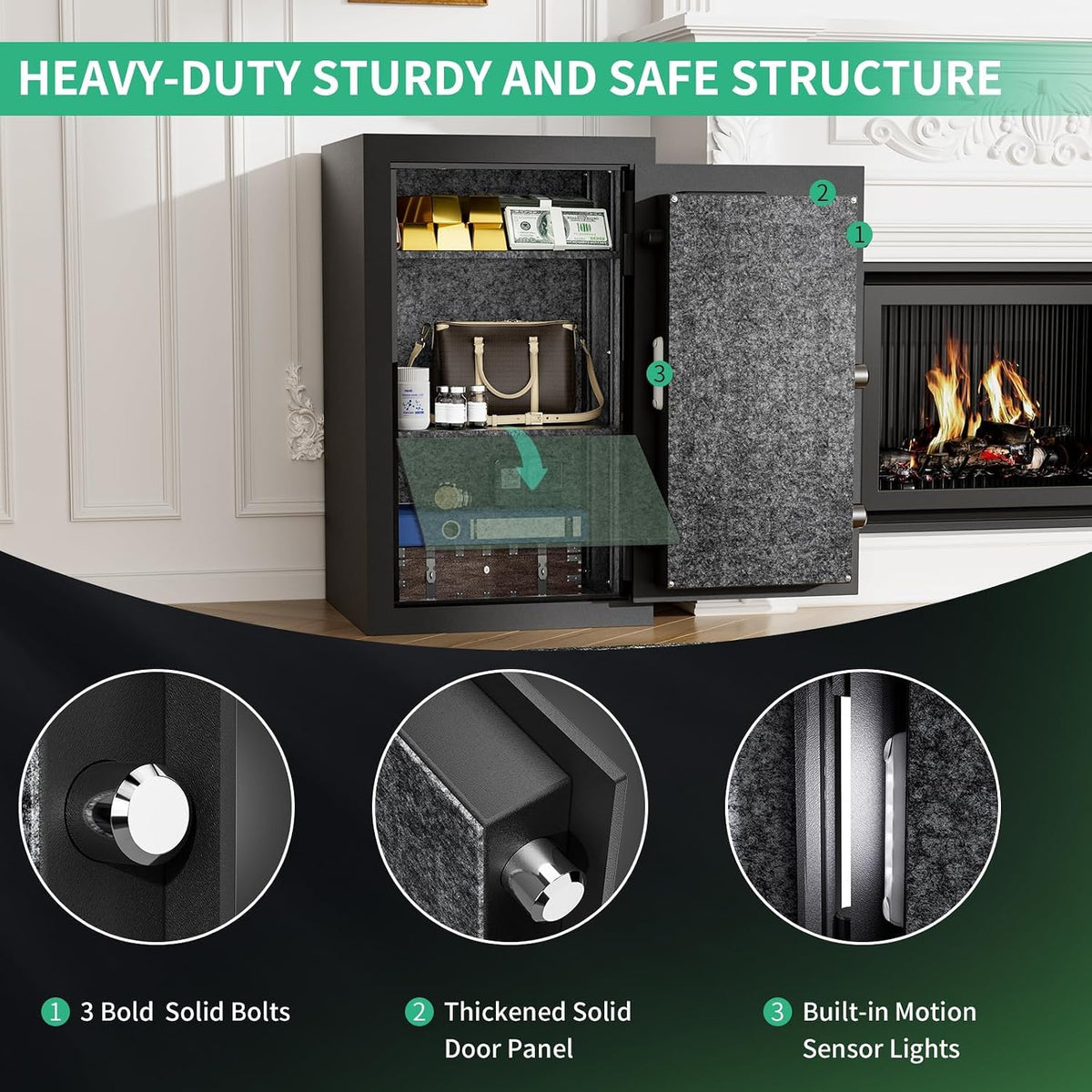 6.0 Cuft 60-Min Fireproof Biometric Safe with Fingerprint, Keypad