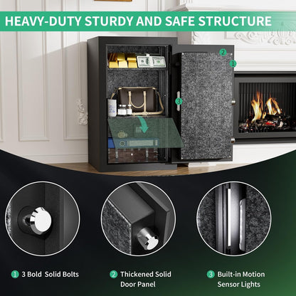 6.0 Cuft 60-Min Fireproof Biometric Safe with Fingerprint, Keypad
