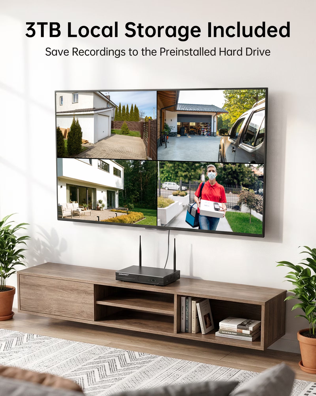 5MP Wifi Security Camera System, 8-Camera NVR Kit with 3TB Hard Drive, PTZ Cameras, Night Vision, No Monthly Fee