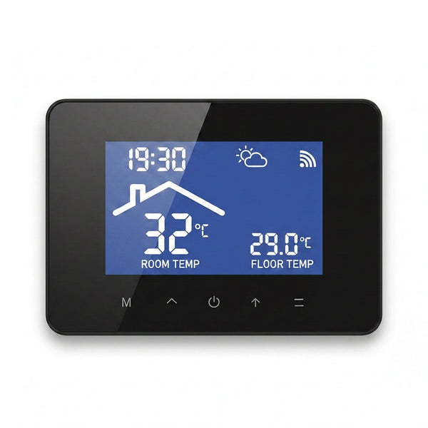 2024 New Smart Thermostat Tuya Wifi Temperature Controller Electric Floor Heating Plumbing LCD Display for Alice Alexagooglehome — Studio Shot