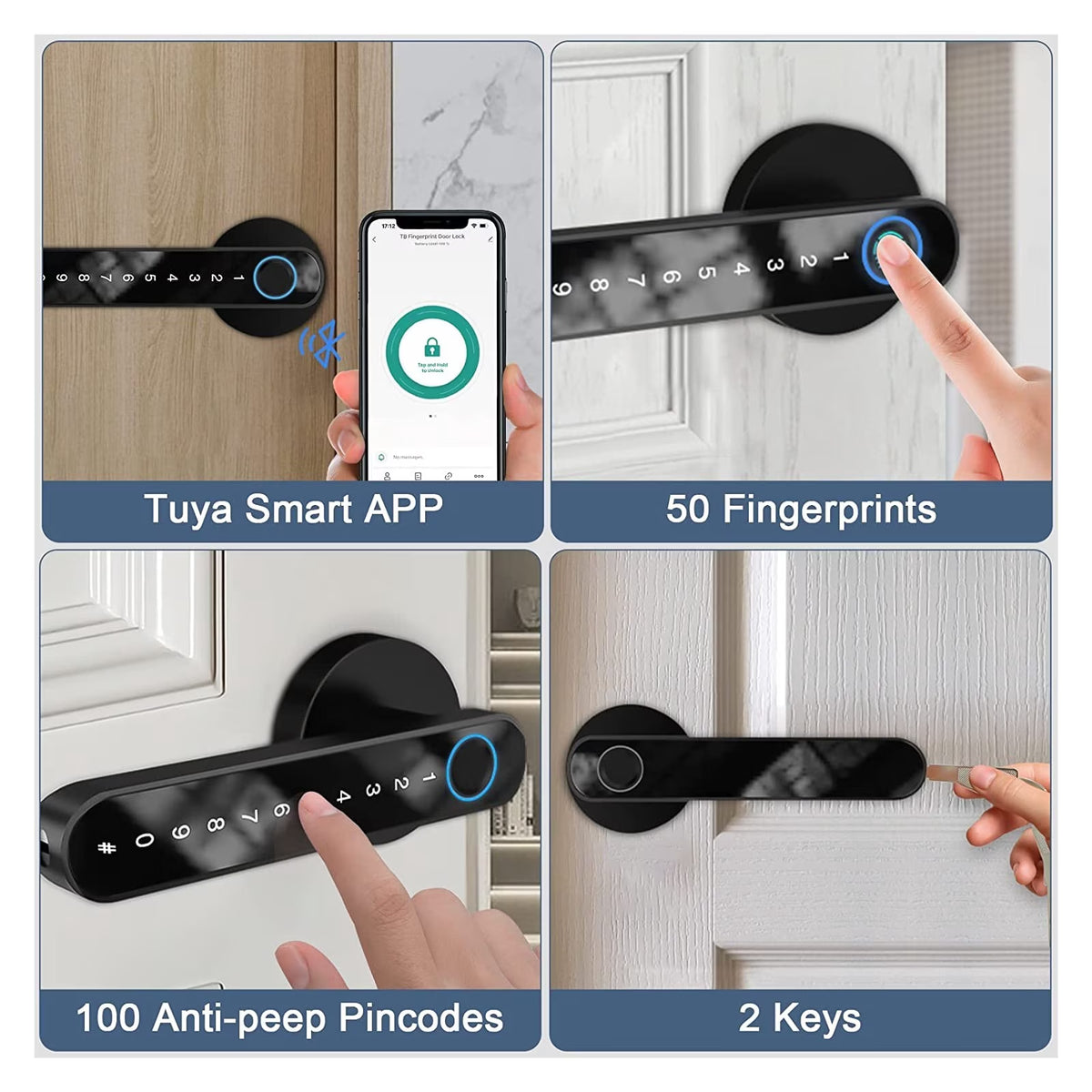 Tuya Fingerprint Door Lock for Bedroom Apartment Smart Smart Door Lock Password Electronic Digital Lock Keyless Entry Door Knobs ,Security Locking