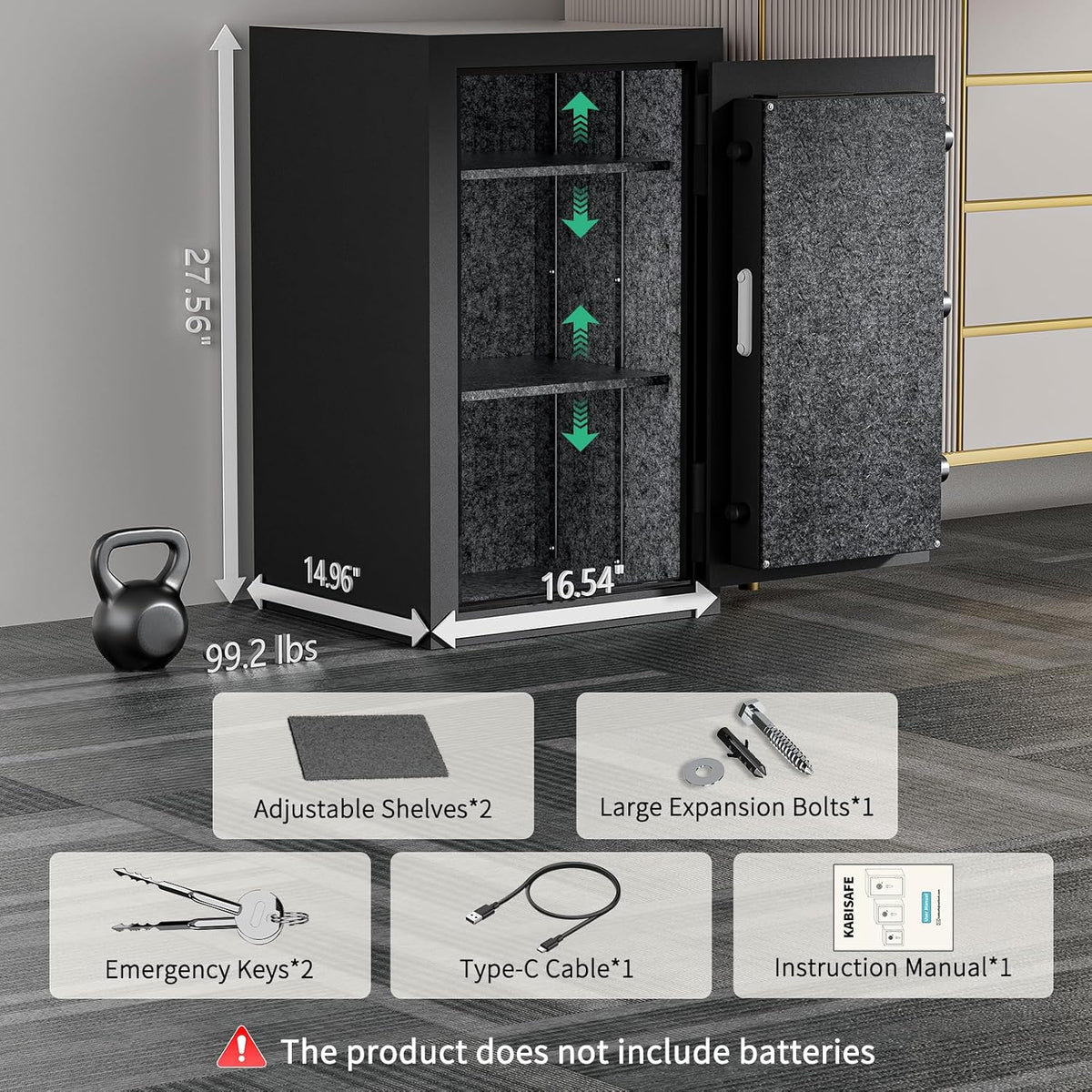 6.0 Cuft 60-Min Fireproof Biometric Safe with Fingerprint, Keypad