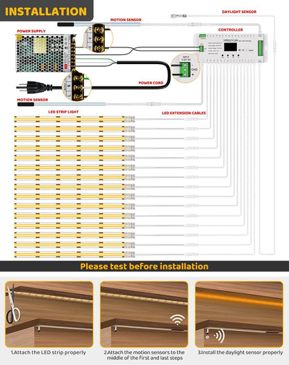 Indoor LED Stair Light with Motion Sensor, 16 Step, 12V