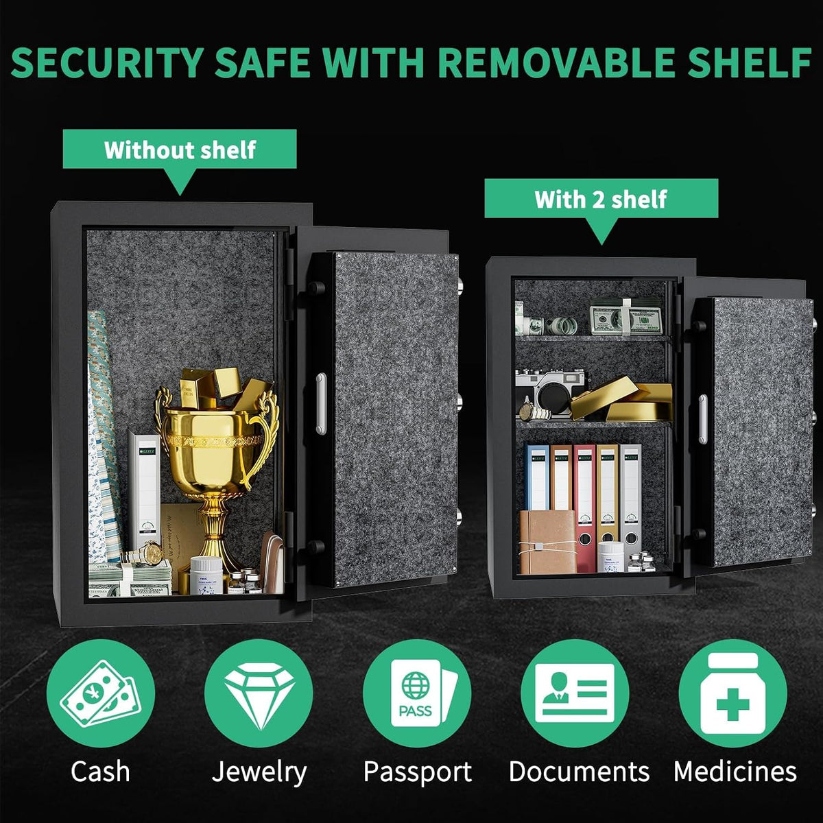 6.0 Cuft 60-Min Fireproof Biometric Safe with Fingerprint, Keypad