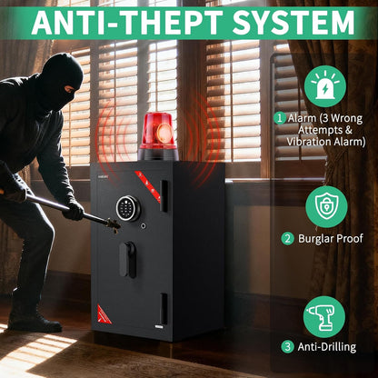 6.0 Cuft 60-Min Fireproof Biometric Safe with Fingerprint, Keypad