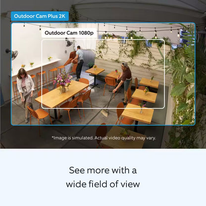 Outdoor Cam plus Hardwired Power over Ethernet with Wide-Angle 2K Video, Color Night Vision Smart Security Camera, White