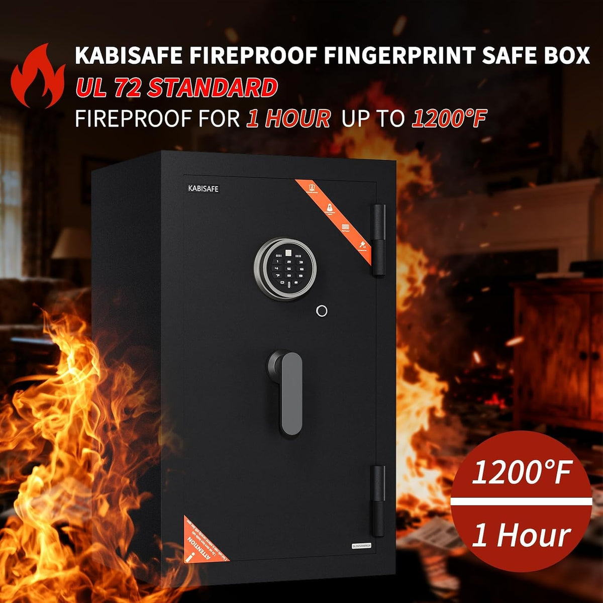 6.0 Cuft 60-Min Fireproof Biometric Safe with Fingerprint, Keypad