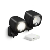 Black Smart Lighting Motion Activated Outdoor Integrated LED Spot Light Battery 2-Pack with Smart Lighting Bridge White — Studio Shot