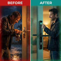 Fingerprint Double Two Side Waterproof Outdoor Smart Door Lock SUS Material for Slim Aluminum Swing Sliding Lock ,Corrosion-Resistant — Before & After