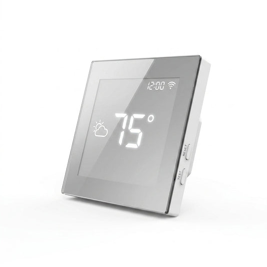 Floor Heating Smart Thermostat Built for Precision Control, 120V/240V Compatible, App Control, Mirror Finish — Studio Shot