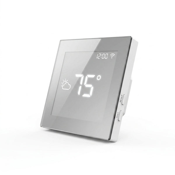 Floor Heating Smart Thermostat Built for Precision Control, 120V/240V Compatible, App Control, Mirror Finish — Studio Shot