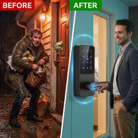 Smart Lock 5 in 1 Smart Door Knob Fingerprint Deadbolt with App Control Bluetooth Smart Lock Keyless Entry Door Lock — Before & After