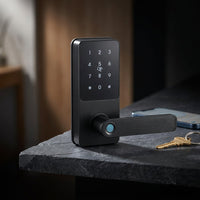 Smart Lock 5 in 1 Smart Door Knob Fingerprint Deadbolt with App Control Bluetooth Smart Lock Keyless Entry Door Lock — Studio Shot