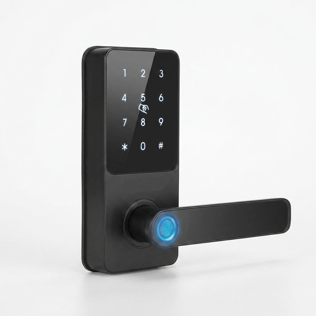 Smart Lock 5 in 1 Smart Door Knob Fingerprint Deadbolt with App Control Bluetooth Smart Lock Keyless Entry Door Lock — Studio Shot