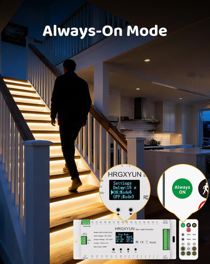 Indoor LED Stair Light with Motion Sensor, 16 Step, 12V