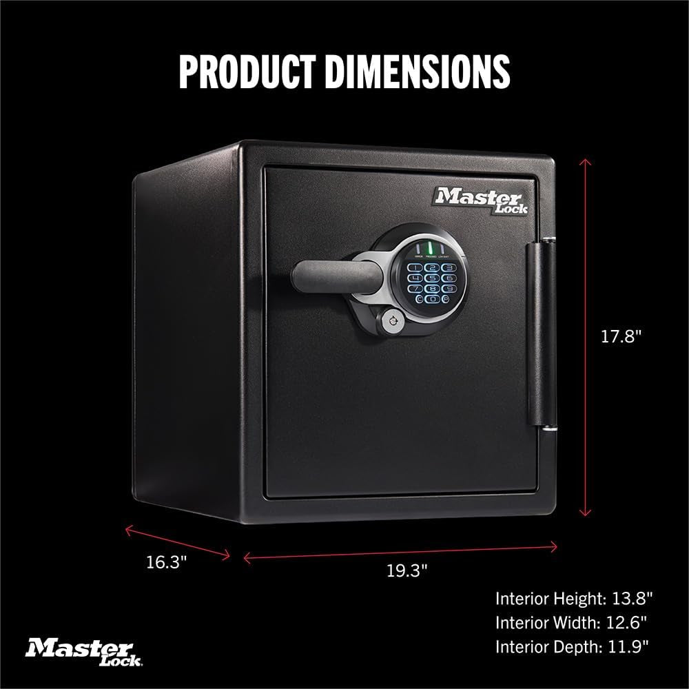 Master Lock Black Premium 2-Hour Fireproof Safe with Digital Keypad, 1.2 Cu-Ft, STW123GTCML
