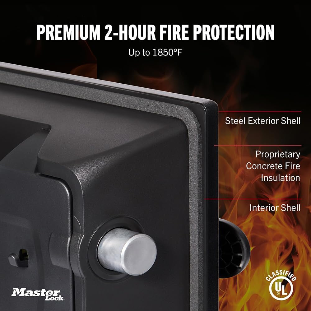 Master Lock Black Premium 2-Hour Fireproof Safe with Digital Keypad, 1.2 Cu-Ft, STW123GTCML
