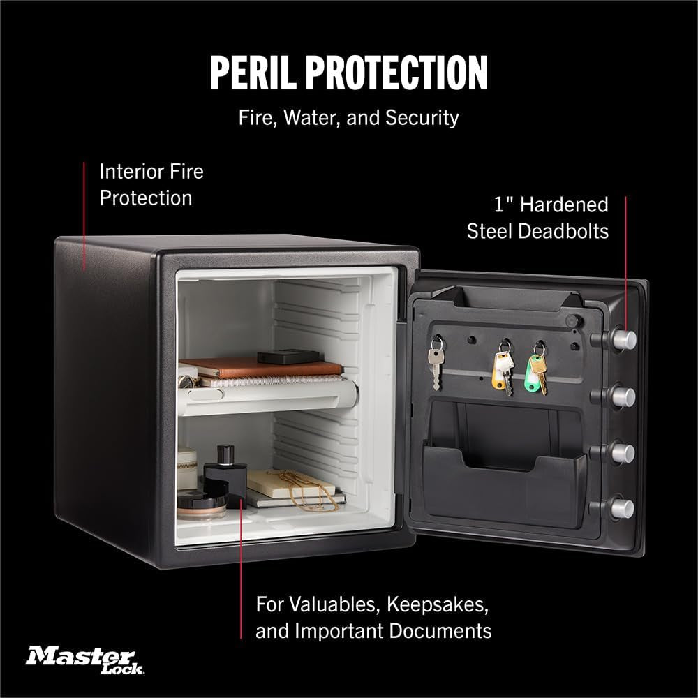 Master Lock Black Premium 2-Hour Fireproof Safe with Digital Keypad, 1.2 Cu-Ft, STW123GTCML