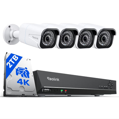 Poe 8-Channel NVR Security System, 4X 8MP Cameras, 2TB HDD, 24/7 Recording, RLK8-800B4