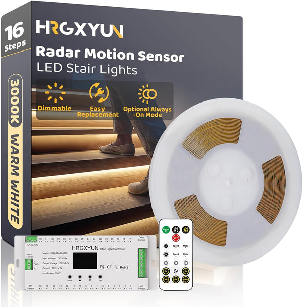 Indoor LED Stair Light with Motion Sensor, 16 Step, 12V